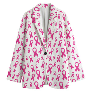 Little Breast Cancer Ribbon Print Women's Cotton Blazer