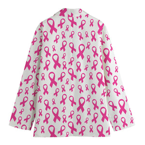 Little Breast Cancer Ribbon Print Women's Cotton Blazer