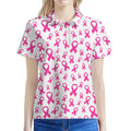 Little Breast Cancer Ribbon Print Women's Polo Shirt