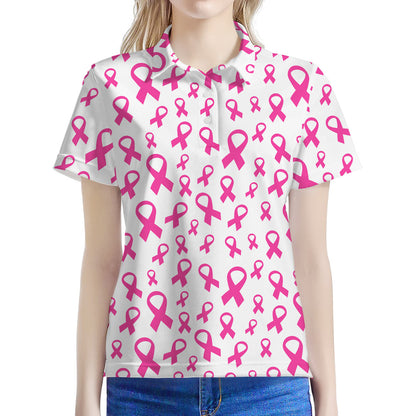 Little Breast Cancer Ribbon Print Women's Polo Shirt