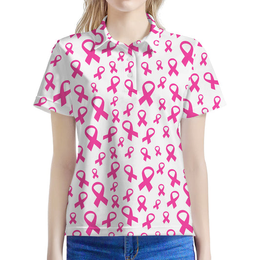 Little Breast Cancer Ribbon Print Women's Polo Shirt