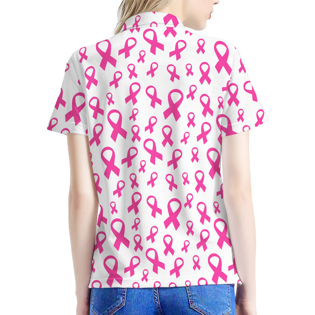 Little Breast Cancer Ribbon Print Women's Polo Shirt