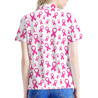 Little Breast Cancer Ribbon Print Women's Polo Shirt