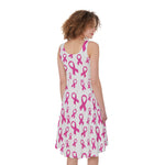 Little Breast Cancer Ribbon Print Women's Sleeveless Dress