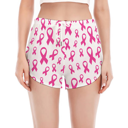 Little Breast Cancer Ribbon Print Women's Split Running Shorts