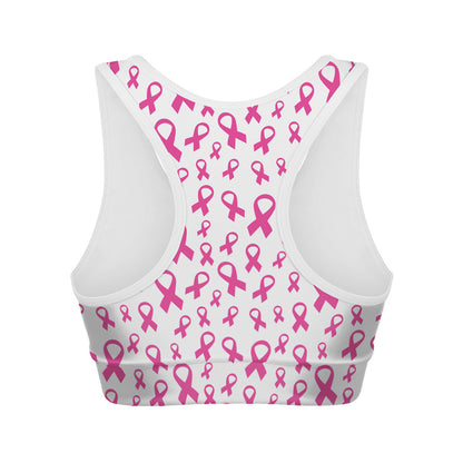Little Breast Cancer Ribbon Print Women's Sports Bra