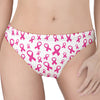 Little Breast Cancer Ribbon Print Women's Thong