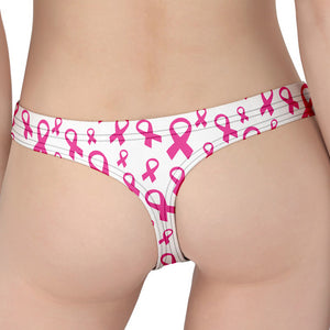 Little Breast Cancer Ribbon Print Women's Thong