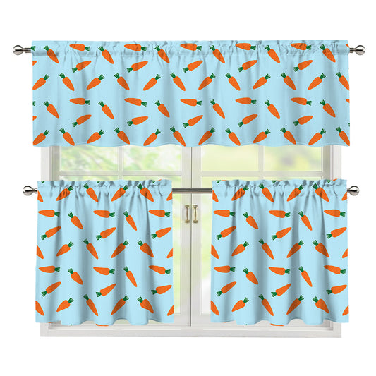 Little Carrot Pattern Print 3 Piece Kitchen Curtains