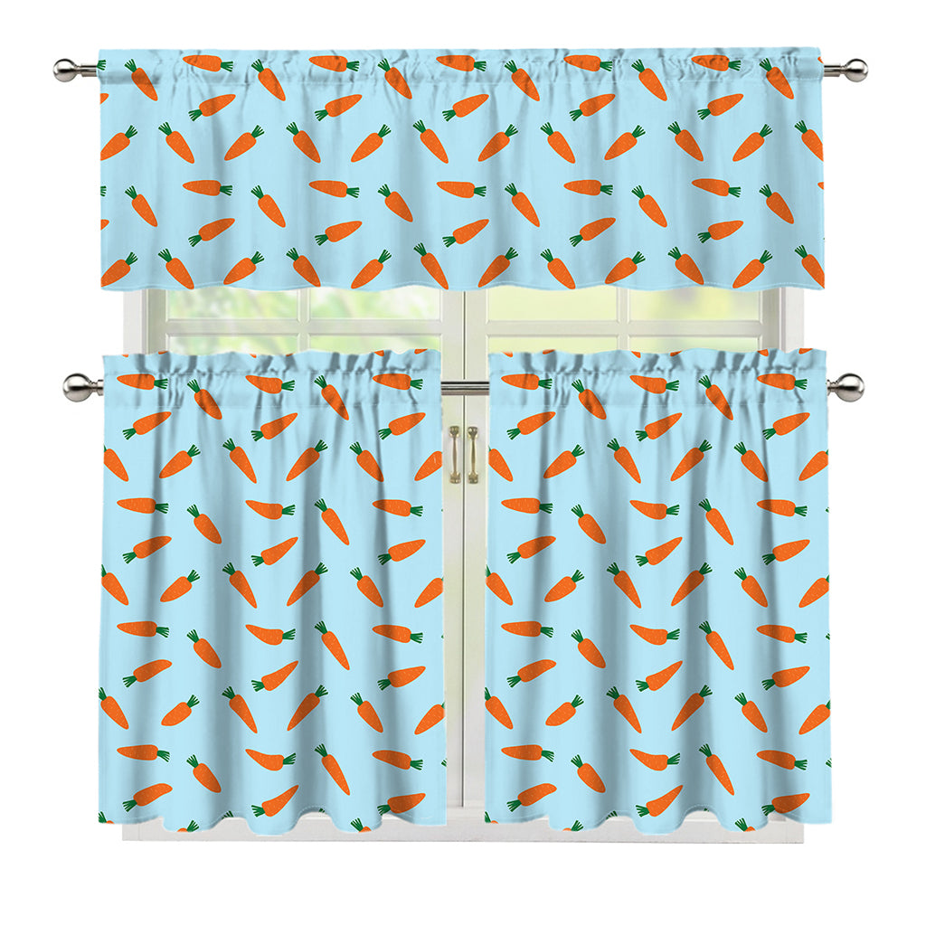 Little Carrot Pattern Print 3 Piece Kitchen Curtains