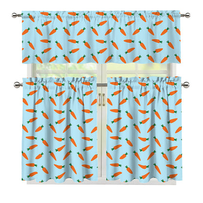 Little Carrot Pattern Print 3 Piece Kitchen Curtains