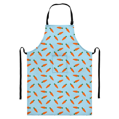 Little Carrot Pattern Print Bib Apron With Pocket