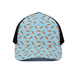 Little Carrot Pattern Print Black Mesh Trucker Cap