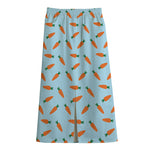 Little Carrot Pattern Print Cotton Front Slit Maxi Skirt