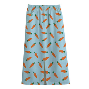 Little Carrot Pattern Print Cotton Front Slit Maxi Skirt