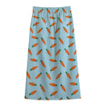 Little Carrot Pattern Print Cotton Front Slit Maxi Skirt