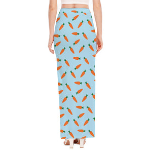 Little Carrot Pattern Print High Slit Maxi Skirt