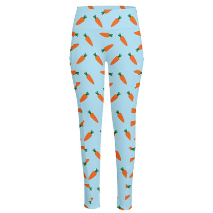 Little Carrot Pattern Print High-Waisted Pocket Leggings