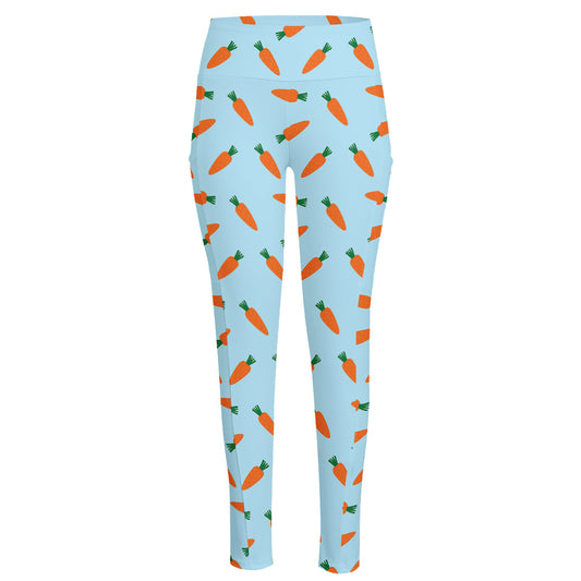 Little Carrot Pattern Print High-Waisted Pocket Leggings
