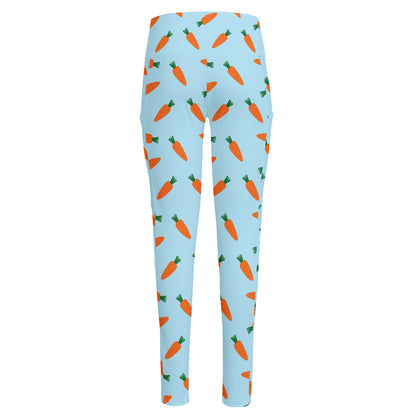 Little Carrot Pattern Print High-Waisted Pocket Leggings