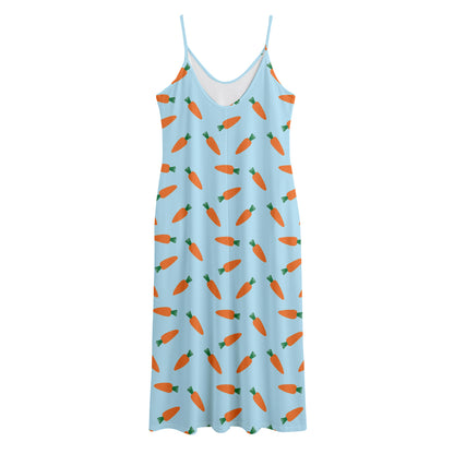 Little Carrot Pattern Print Jersey Midi Cami Dress