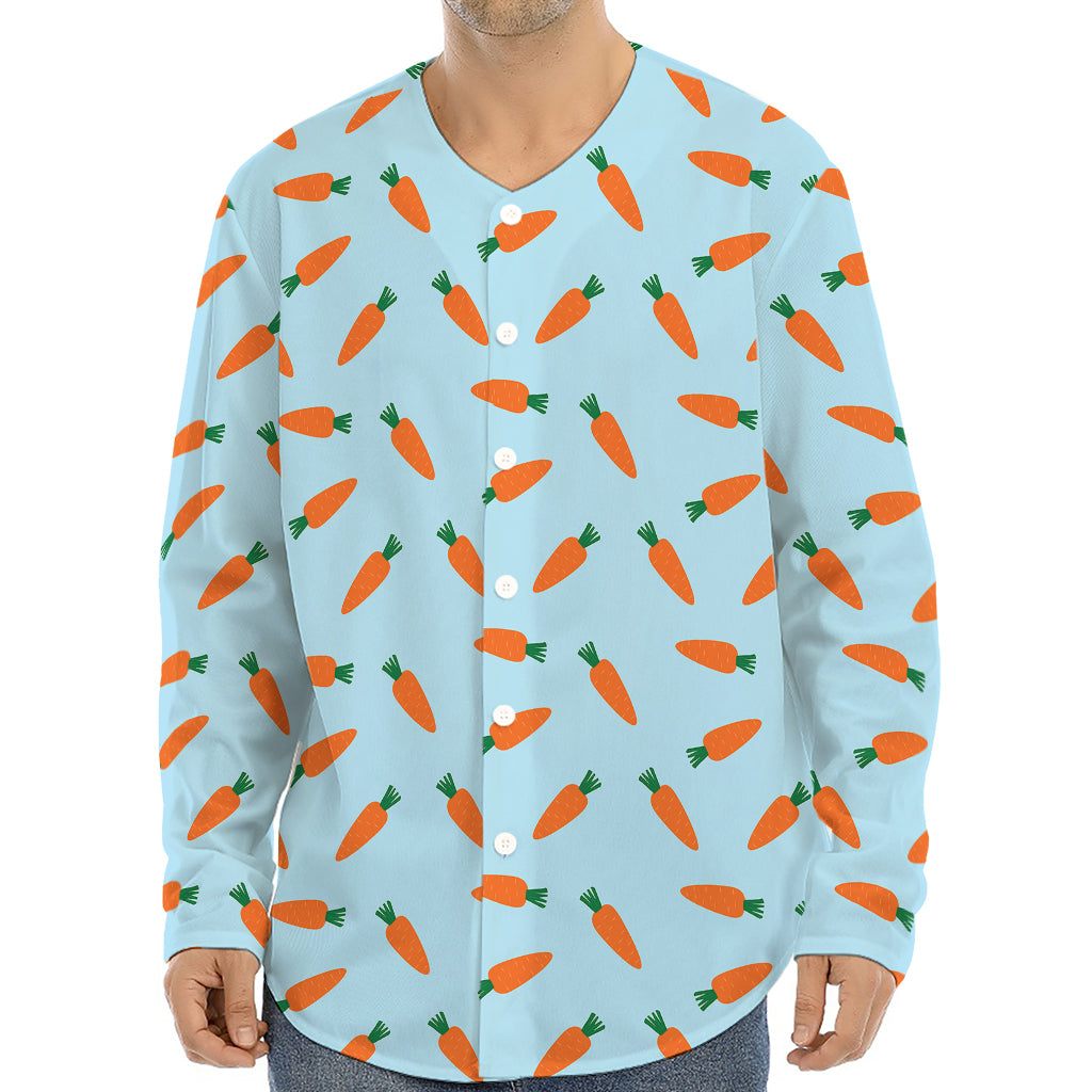 Little Carrot Pattern Print Long Sleeve Baseball Jersey