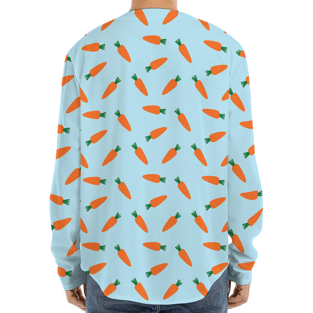 Little Carrot Pattern Print Long Sleeve Baseball Jersey