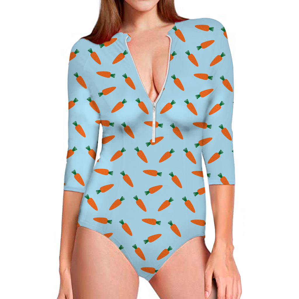 Little Carrot Pattern Print Long Sleeve Swimsuit