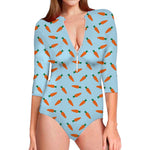 Little Carrot Pattern Print Long Sleeve Swimsuit