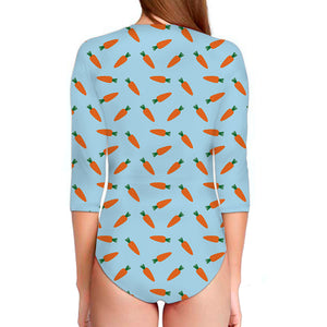 Little Carrot Pattern Print Long Sleeve Swimsuit