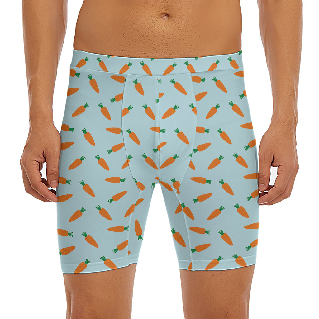 Little Carrot Pattern Print Men's Long Boxer Briefs