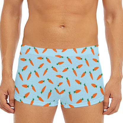 Little Carrot Pattern Print Men's Short Boxer Briefs