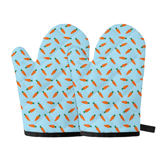 Little Carrot Pattern Print Oven Mitts
