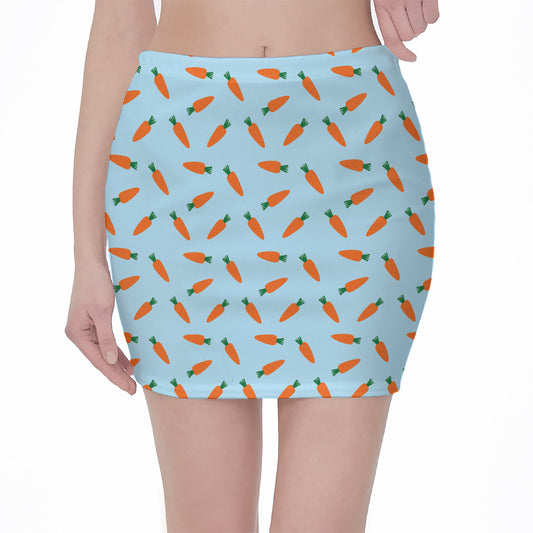 Little Carrot Pattern Print Pencil Mini Skirt