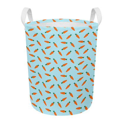 Little Carrot Pattern Print Round Laundry Basket