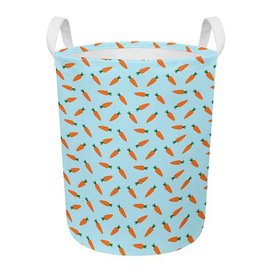 Little Carrot Pattern Print Round Laundry Basket