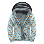 Little Carrot Pattern Print Sherpa Lined Zip Up Hoodie