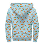 Little Carrot Pattern Print Sherpa Lined Zip Up Hoodie