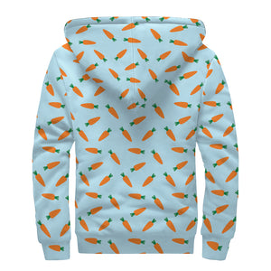 Little Carrot Pattern Print Sherpa Lined Zip Up Hoodie