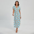 Little Carrot Pattern Print Short Sleeve Maxi Dress