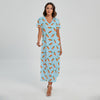 Little Carrot Pattern Print Short Sleeve Maxi Dress