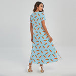 Little Carrot Pattern Print Short Sleeve Maxi Dress