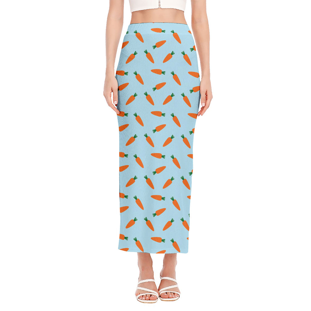 Little Carrot Pattern Print Side Slit Maxi Skirt