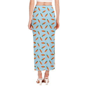 Little Carrot Pattern Print Side Slit Maxi Skirt