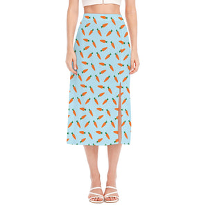 Little Carrot Pattern Print Side Slit Midi Skirt