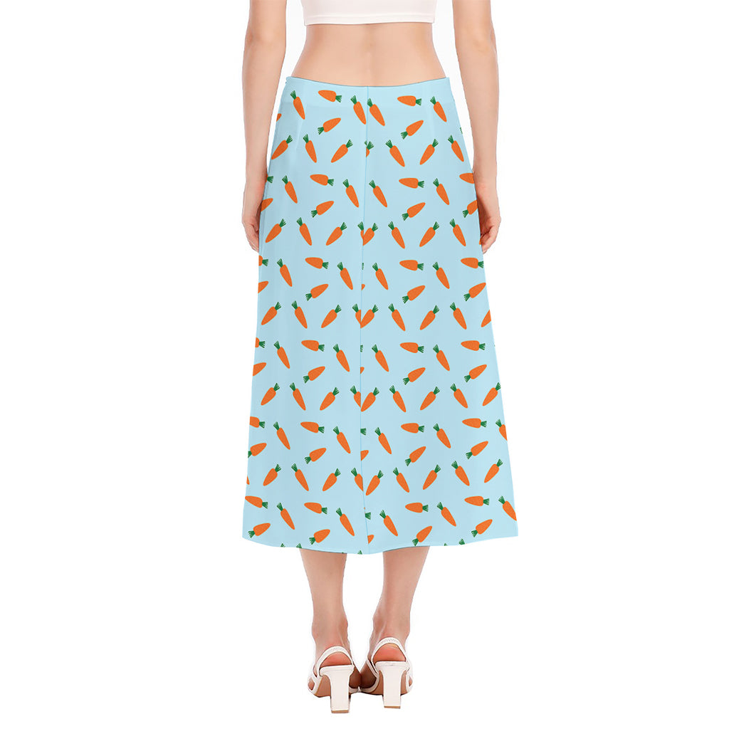 Little Carrot Pattern Print Side Slit Midi Skirt