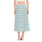 Little Carrot Pattern Print Side Slit Midi Skirt