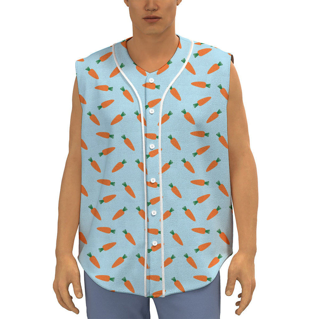 Little Carrot Pattern Print Sleeveless Baseball Jersey