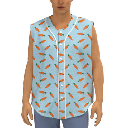 Little Carrot Pattern Print Sleeveless Baseball Jersey