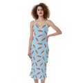 Little Carrot Pattern Print Slim Fit Midi Cami Dress